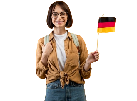 Girl with German flag representing Opportunity Card (Chancenkarte)